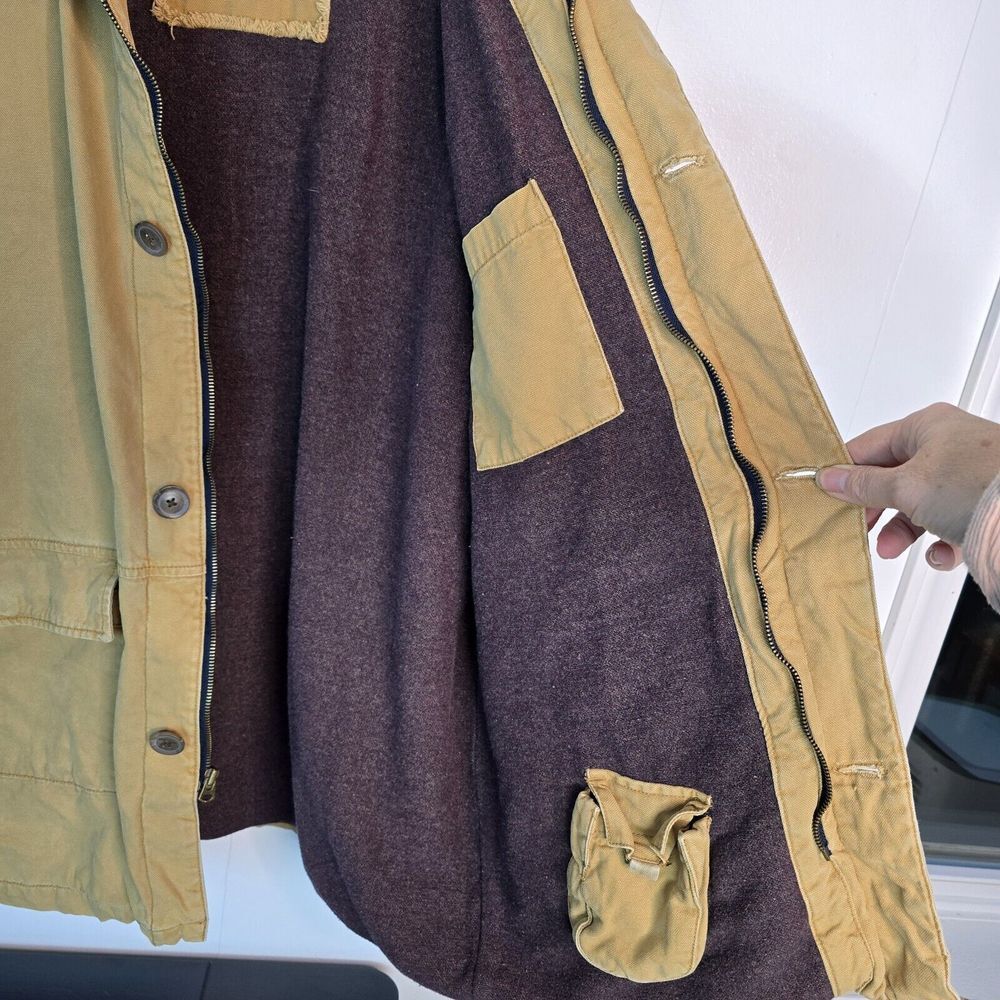 BKE 67 Mens Tan Canvas Barn Jacket Wool Blend Lined Workwear Coat Large 46150 - Picture 6 of 11